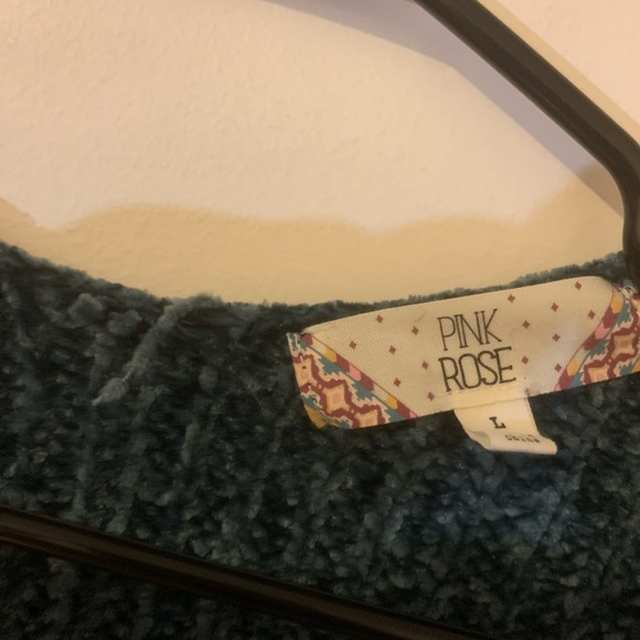 Knit Dark Teal V Neck Sweater - Picture 3 of 3